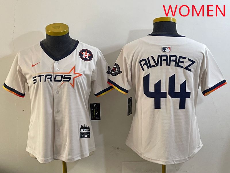 Women Houston Astros 44 Alvarez Cream Three generations Joint Name 2025 Nike MLB Jersey style 12